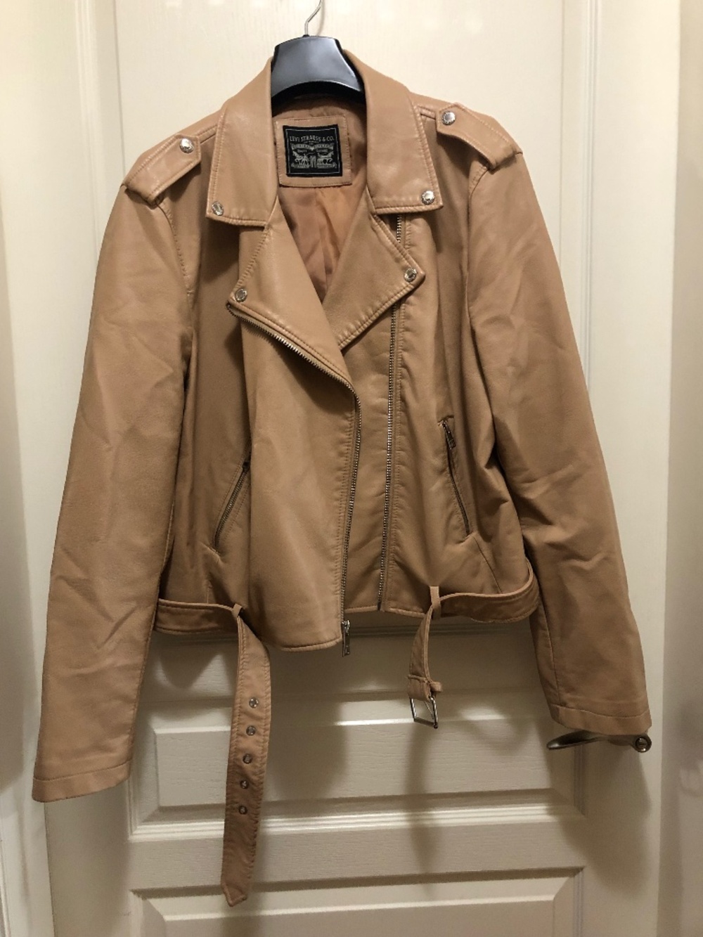 Levi’s women XXL red tab faux leather moto jacket light tan